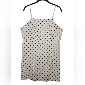 BP. Polka Dot Linen Blend Mini Dress White Black XL Adjustable Straps